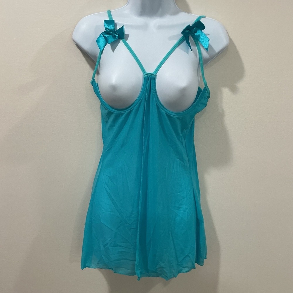 Avidlove Sexy Lingerie Women Open Front Mesh Babydoll Dress &‎ Panties XL Teal